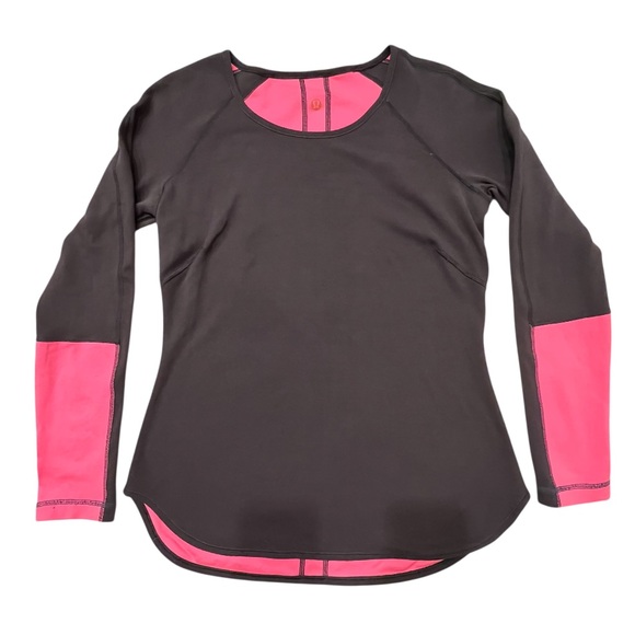 lululemon athletica Tops - Lululemon Reversible Runder Under Long Sleeve Black Swan / Raspberry Glo Light